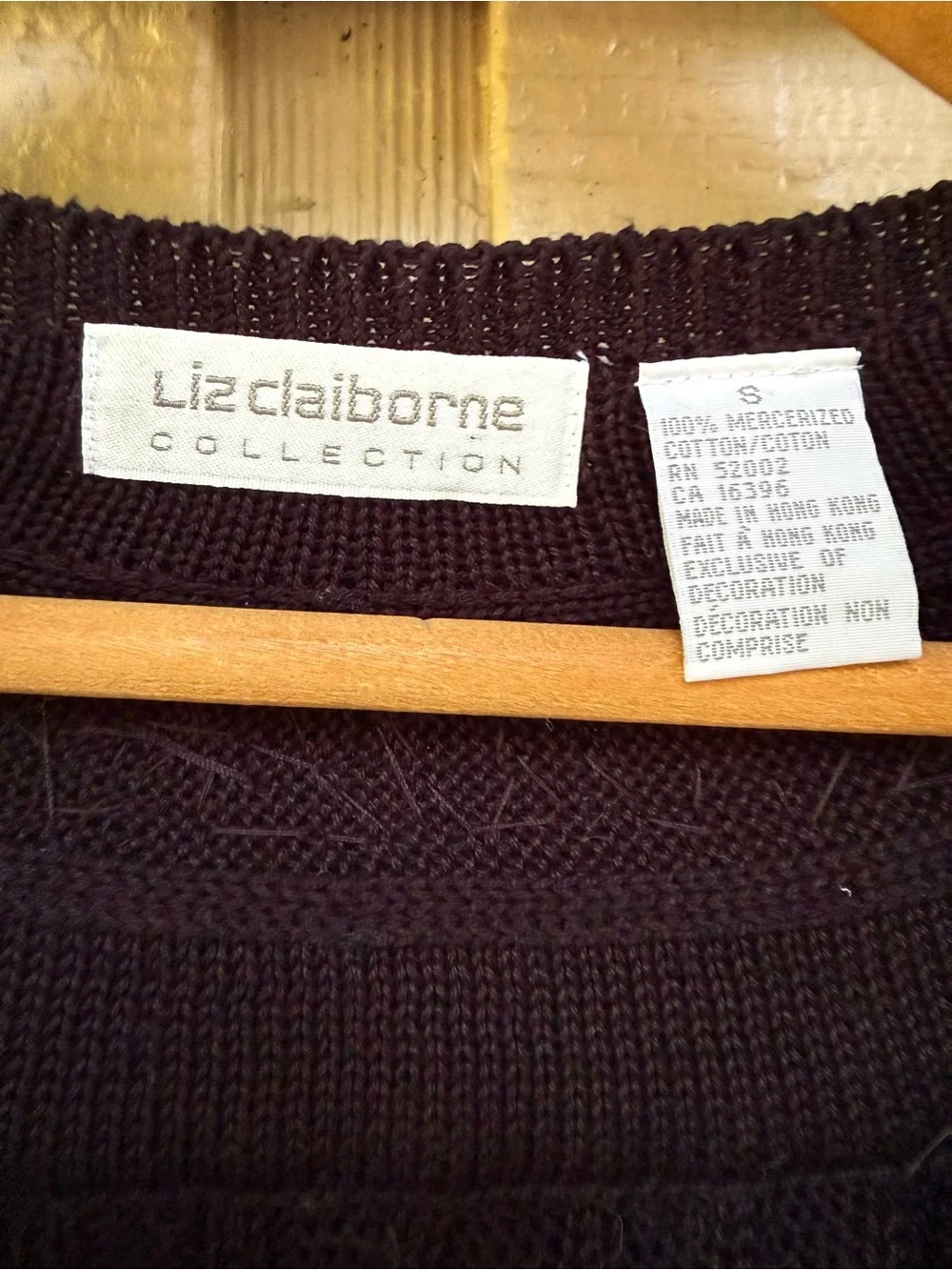 Vintage Liz Claiborne Black Sequin Embellished V-Neck Ribbed Tennis Sweater S
